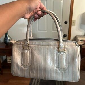 Genuine 100% Eel Skin Metallic Satchel Bag